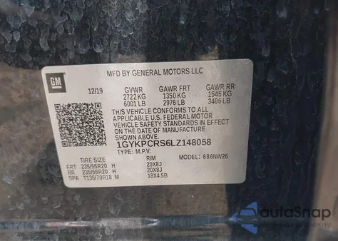 2020 Cadillac Xt6 Premium Luxury z USA, uszkodzony, nr VIN 1GYKPCRS6LZ148058